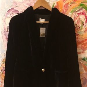J Crew Black Velvet Blazer W/ Gold Button